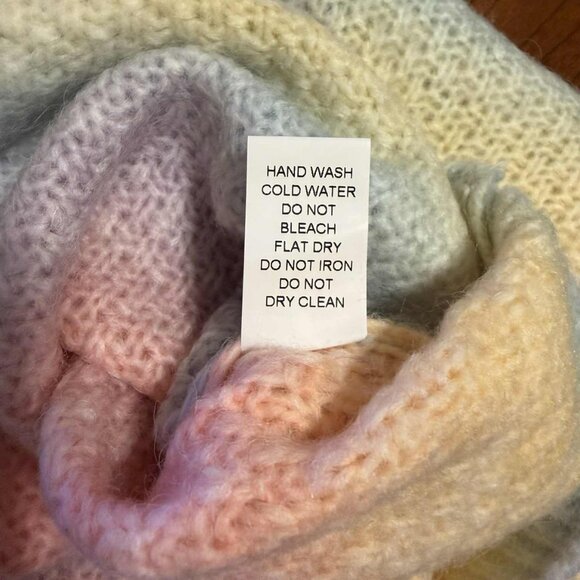 AMOLI Pastel Sherbet Sweater | Fuzzy Brushed Wool Blend Rainbow Pullover S/M NWT - Picture 7 of 7